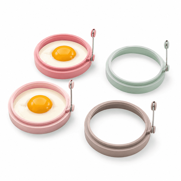 4-Pack Silicone Egg Rings, Non-Stick Egg Mold - 4 Inch, Colorful