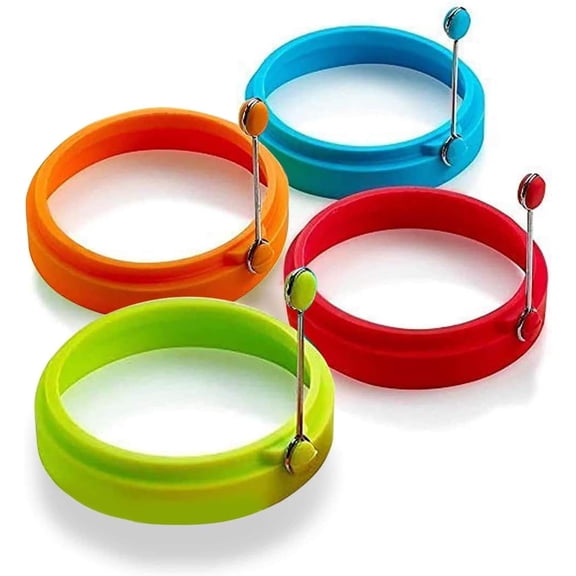4-Pack Silicone Egg Rings, Non-Stick, FDA Certified, Heat Resistant Breakfast Molds for Eggs, Pancakes, Omelets