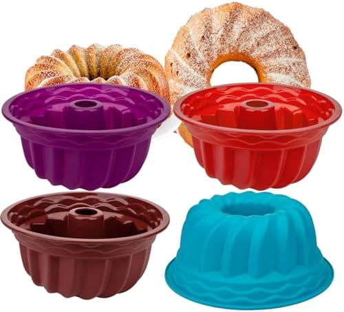 4 Pack Silicone Fluted Pans, 9 inch Non-stick Baking Molds Silicone ...
