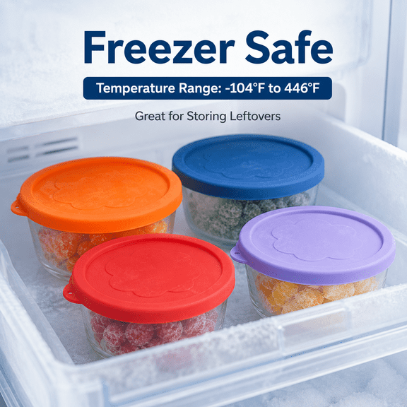 4 Pack Silicone Replacement Lids for Pyrex 7202-PC 1 Cup Glass Bowls, Food Grade Reusable Round Storage Covers, Leak-Resistant, Microwave Dishwasher Freezer Safe, Containers Not Included