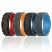 ROQ 4 Pack - Silicone Ring for Men - Duo Collection 2 Thin Lines