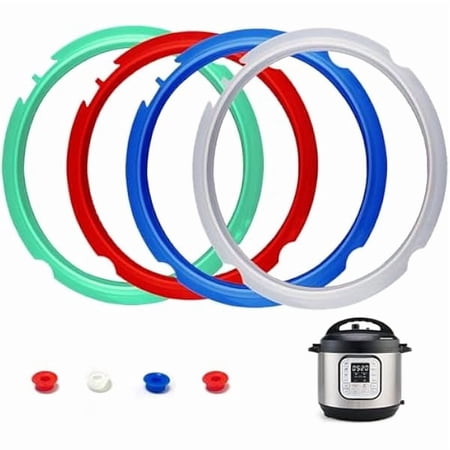 4 Pack Silicone Sealing Ring for Instant Pot 3 QT - Replacement Silicone Gasket Seal Rings 3QT with 4 Colors(Red, Clear, Green, Blue) - Instant Pot Replacement Silicone Gasket Seal for 3 Quart
