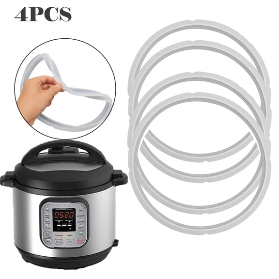 4 Pack Silicone Sealing Rings Compatible for Instant Pot 6 Quart Pressure Cookers, Replacement Silicone Gasket Seal Rings Fit IP-DUO60, DUO50, LUX60, LUX50, CSG60, CSG50, for 5/6 Qt InstaPot, Clear