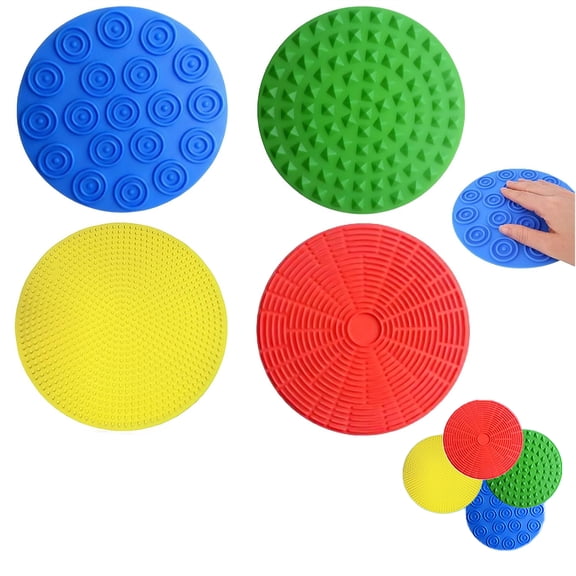 4 Pack Silicone Tactile Mat for Adults, Quiet Desktop Pad for Stress Relief, Soft Texture Fidget Tool for Office Desk Anxiety, Easy Clean