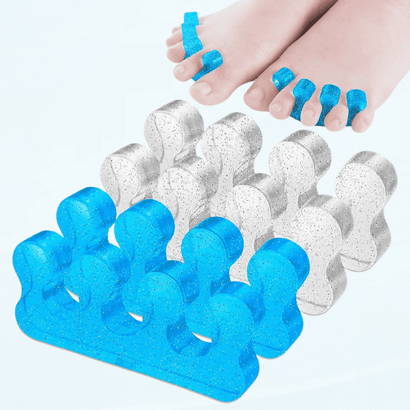 4 Pack Silicone Toe Separator for Feet, Gel Nail Polish Toe Spacers for Men and Women, Straighteners and Correctors for Overlapping Toes, Bunions, Hammer Toe, Foot Pain Relief