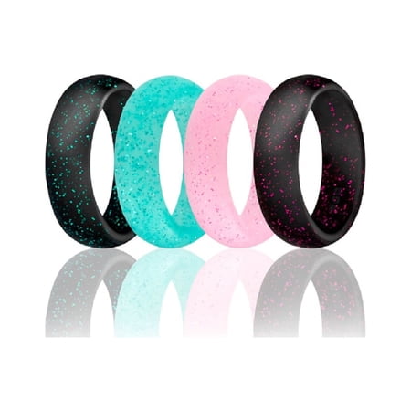 4 Pack Silicone Rings for Women, Rubber Wedding Band Set for Sports, Work, Travel and Daily Wear, TIKA