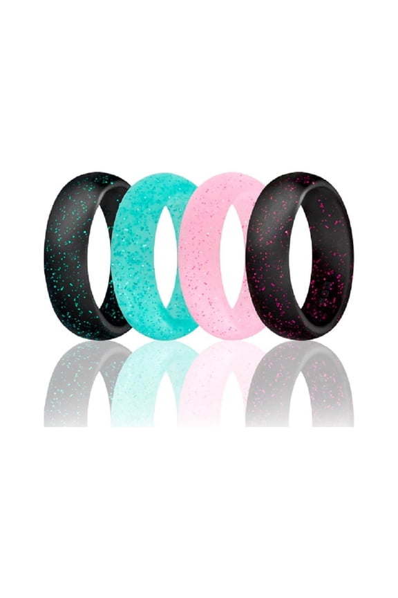 4 Pack Silicone Rings for Women, Rubber Wedding Band Set for Sports, Work, Travel and Daily Wear, TIKA