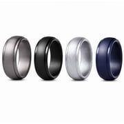 4 Pack Silicone Wedding Rings, Unisex Rubber Ring Bands for Sports and Daily Wear, TIKA
