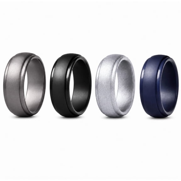 4 Pack Silicone Wedding Rings, Unisex Rubber Ring Bands for Sports and Daily Wear, TIKA