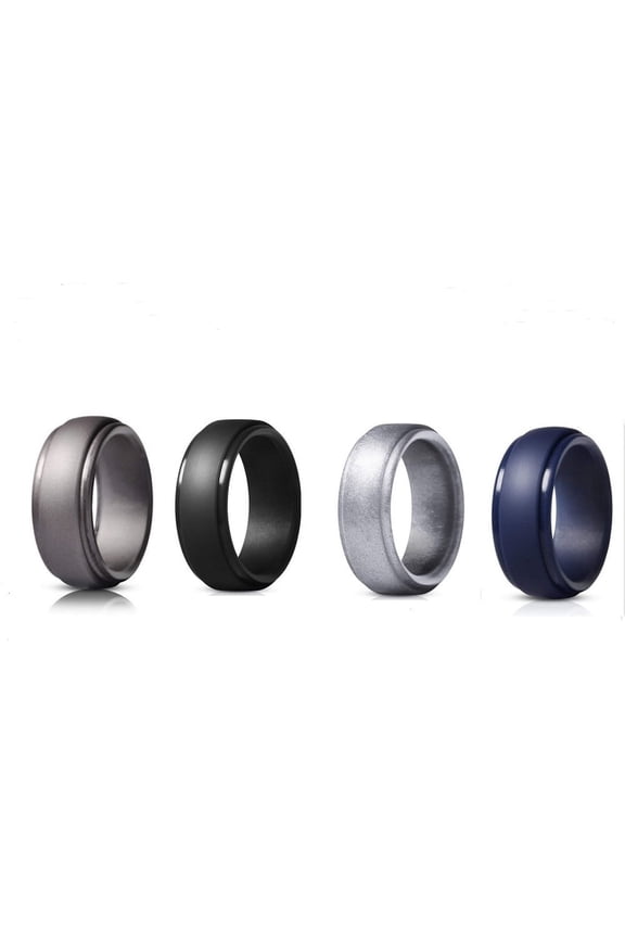 4 Pack Silicone Wedding Rings, Unisex Rubber Ring Bands for Sports and Daily Wear, TIKA