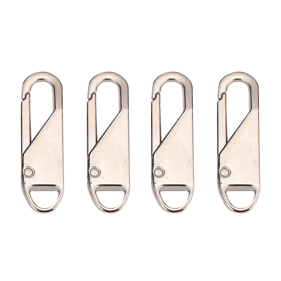 4-Pack Silver Detachable Zipper Pull Replacement, Tool-Free Clip-On Universal Metal Zipper Tab Repair Kit for Suitcases, Hoodies, Tents