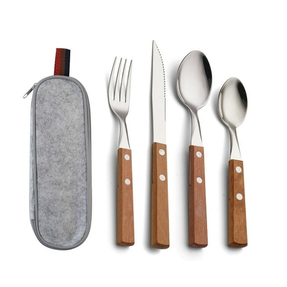 4 Pack Silverware Sets(Knife, Fork, Spoon), Portable Travel Utensils Set, Stainless Steel Flatware Tableware Dinnerware with Carrying Case