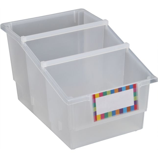 Clear Plastic Rectangular Storage Bins with Dividers, 4-Pack