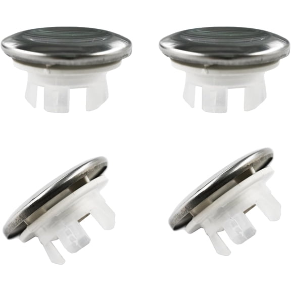 4 Pack Sink Trim Overflow Cover Insert in Hole Round Caps, Double Layer Copper Solid Chrome Sink Basin Overflow Trim Ring Solid Brass Bathroom,Silver