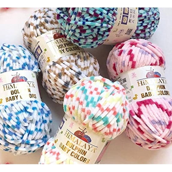 4 Pack/Skeins Himalaya Dolphin Baby Colors, Each Skein 100 Gr/3,5 oz, 120 mt/ 132 yd, Super Bulky Yarn, Blanket Yarn, Velvet Yarn, Knitting Yarn, Amigurumi Yarn, Baby Yarn (80426)