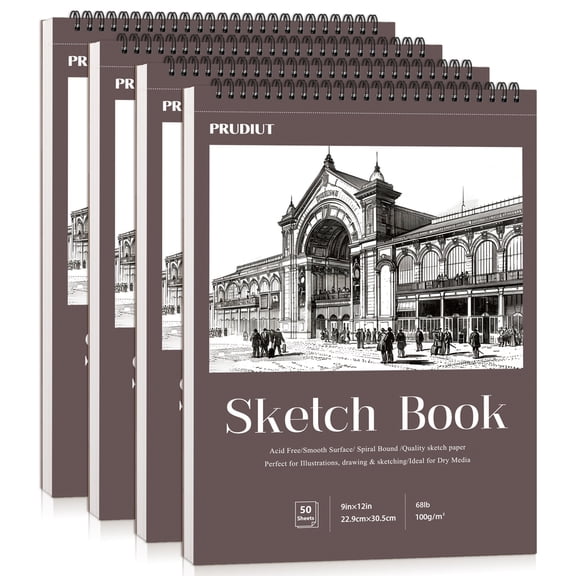 4 Pack Sketch Book 9×12 inch, Spiral Bound Sketch Pad 50 Sheets (68lb/100gsm), Acid-Free Sketchbook for Drawing Painting Sketching, Art Paper Drawing Supplies for Teens Adults Artists Ideal Gifts