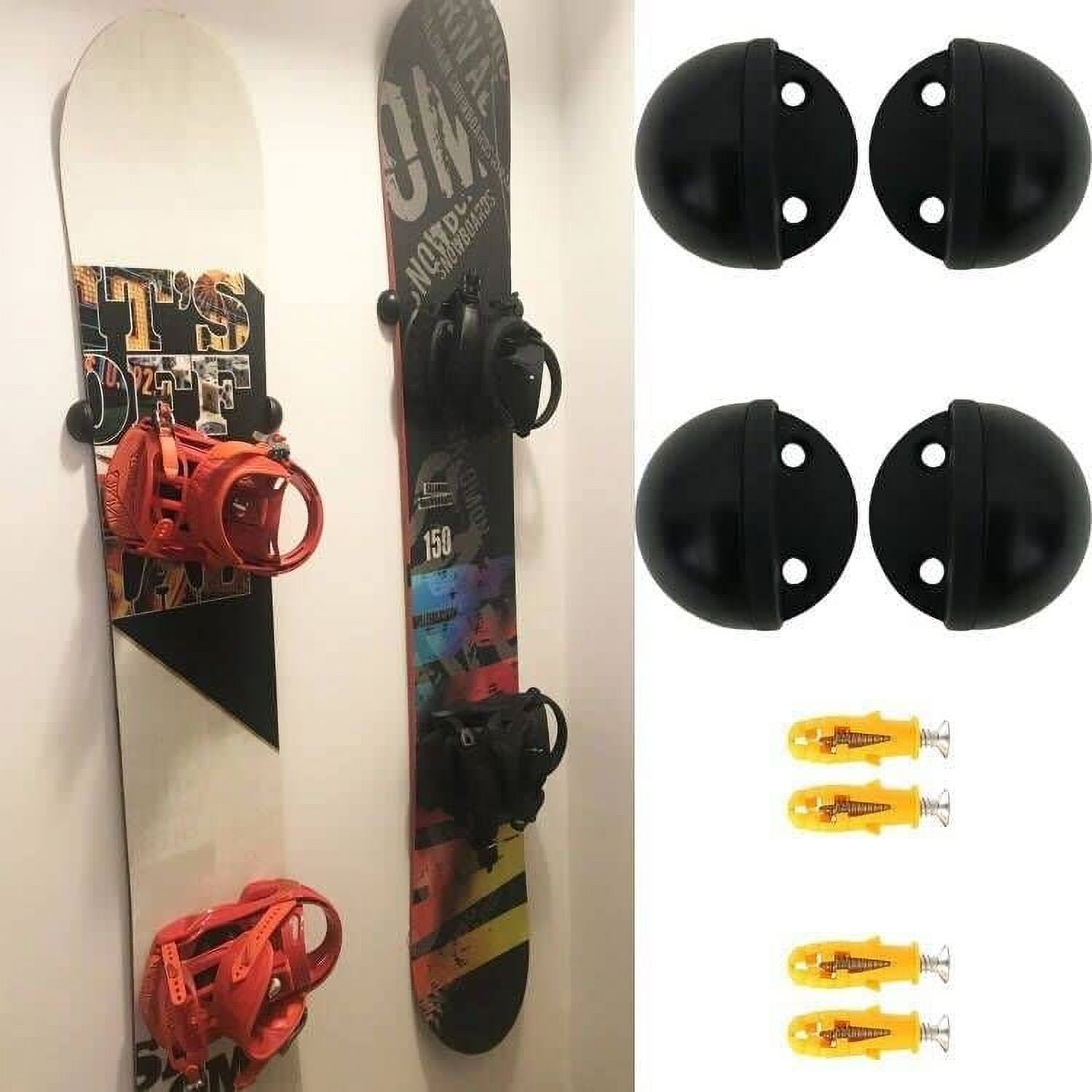 4 Pack Ski/Snowboard Wall Mount Storage, Floating Hanger Rack Wall