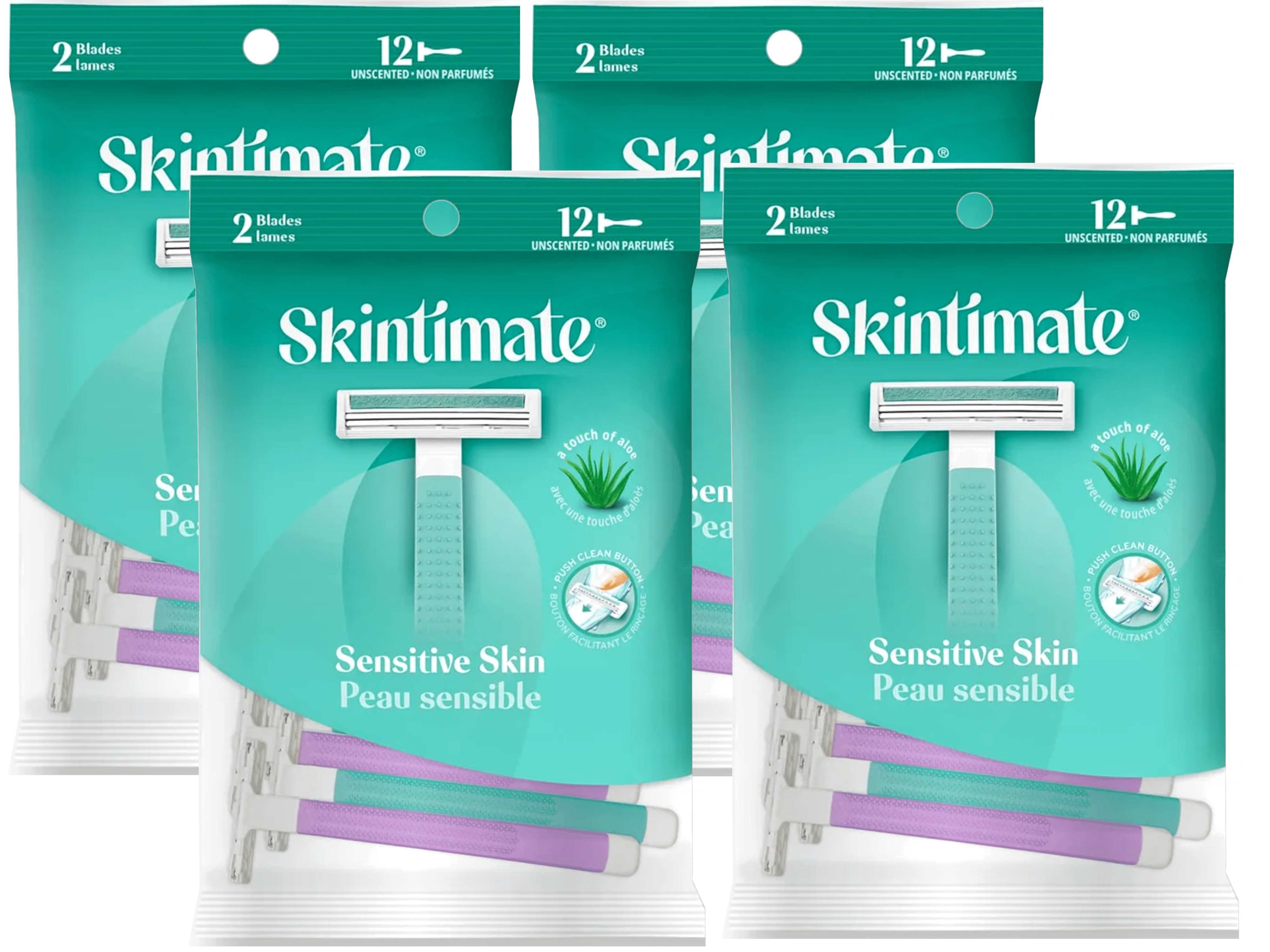 4 Pack - Skintimate Twin Blade Women's Disposable Razors, 12 Ct