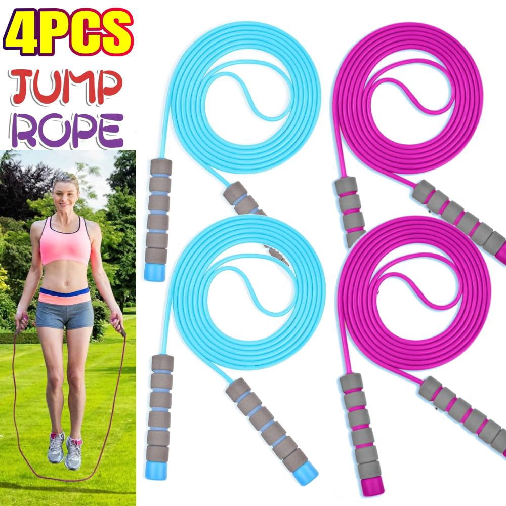 Jump Rope Adjustable Color 4 Pack Skipping Ropes, Adjustable Jumping Rope with Skin-Friendly Foam ...