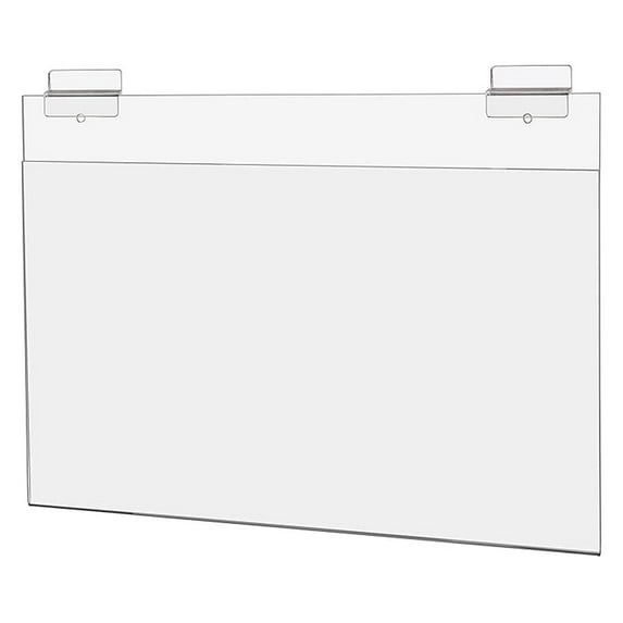 4 Pack Slatwall Sign Holder for 14" x 8.5" Signage and Promotional Materials at Trade Shows Conventions and Expos Clear Acrylic Literature Sleeve No Assembly Required