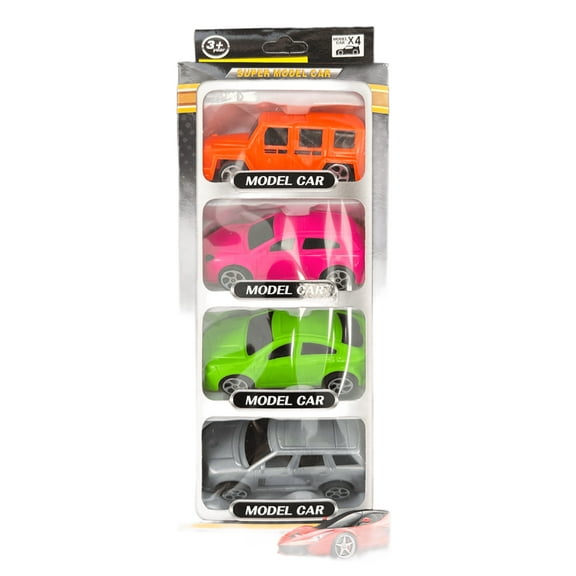 4 Pack Sleek Vehicle Set, Featuring Detailed Designs, Vibrant Colors, Realistic Styles, Perfect for Little Hands to Race, Play and Collect, Ideal for Kids Racing Fun On the Go, Mix