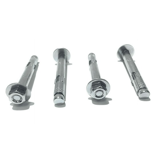 (4 Pack) Sleeve anchors (w/ nuts & washers), Zinc plated steel, Hex head, 5/16" x 2-1/2"