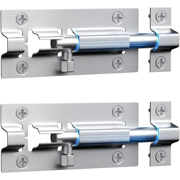 4 Pack Sliding Door Lock, 3 Inch Barrel Bolt Latch, with 12 Screws Sliding Door Lock, Thickened Stainless Steel Door Lock Latch