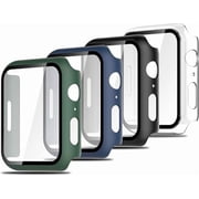 4 Pack Slim Hard PC Case with Tempered Glass Screen Protector Compatible with Apple Watch Series 10 42mm 46mm Series 9 8 7 41mm 45mm Series 6 SE 5 4 40mm 44mm 45mm