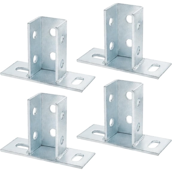 4 Pack Slotted U Bracket Base for 1-5/8" Metal Strut Channel, Heavy Duty Mounting Plate for Suspended Ceiling & Pipe Clamp Support