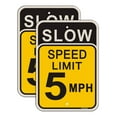 thumbnail image 1 of 4 Pack Slow Speed Limit 5 MPH Sign, Slow Down Sign, 16 x 12 Inches Traffic Sign, Engineer Grade Metal Reflective Sturdy Rust Aluminum Waterproof Durable Ink Easy to Install, 1 of 5