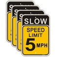 thumbnail image 1 of 4 Pack Slow Speed Limit 5 MPH Sign, Slow Down Sign, 16 x 12 Inches Traffic Sign, Engineer Grade Metal Reflective Sturdy Rust Aluminum Waterproof Durable Ink Easy to Install, 1 of 5