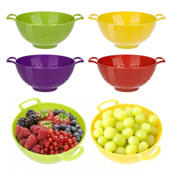 4 Pack Small Colander For Berries- Small Food Strainer For Berries & Fruit, Mini Colander Set Dishwasher-Safe
