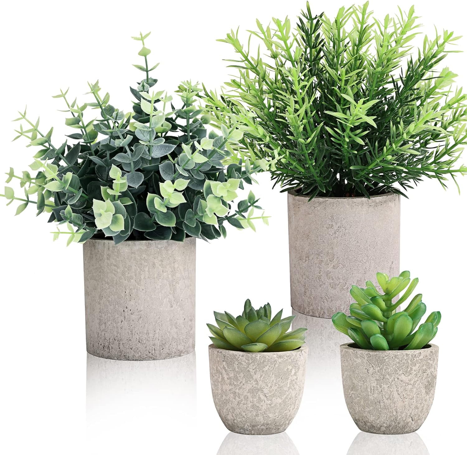 4 Pack Small Fake Plants Eucalyptus Rosemary Succulents Plants ...