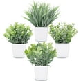 thumbnail image 1 of 4 Pack Small Faux Plants for Office Desk Fake Mini Potted Plants for Shelf Artificial Greenery Eucalyptus Plant Indoor for Home Bedroom Living Room Décor, 1 of 5