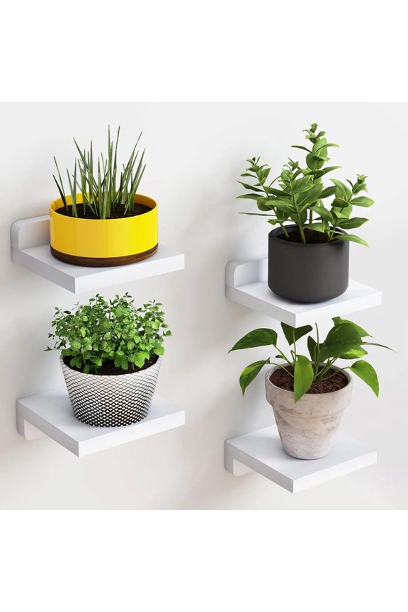 4-Pack Small Floating Shelves for Wall, Wood Shelf 5 Inch Display Ledges Room Decor, Mini with 2 Types of Installation