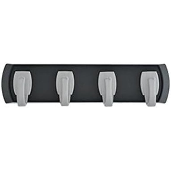 Hillman Small Key Rail Key Lock Rail - Wall Hooks, Plastic, Push-In - 4 Pack, Black, Silver