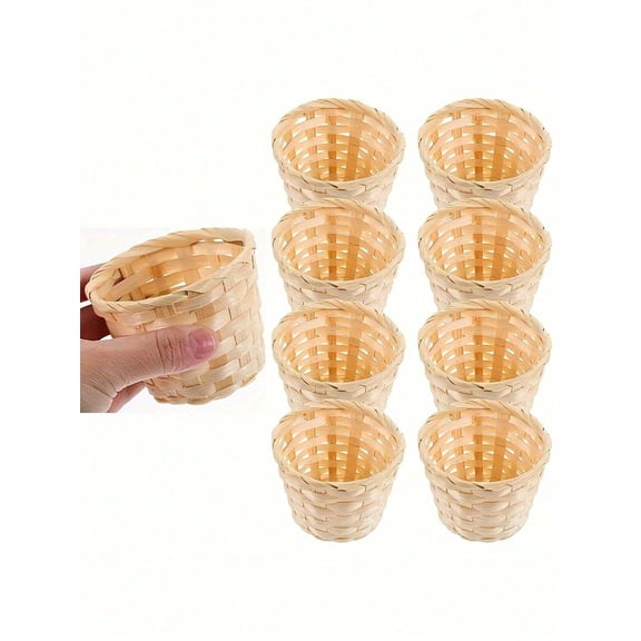 4 Pack Small Mini Woven Bamboo Baskets Storage Boxes For Home Wedding Party Christmas Decor