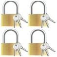thumbnail image 1 of 4 Pack Small Padlock with Key, 20mm Solid Brass Padlock with Key, Solid Keyed Alike Padlocks with 3 Keys, Weatherproof Keyed Padlocks for Toolbox, Luggage, Backpacks, Gym and Fence, 1 of 6