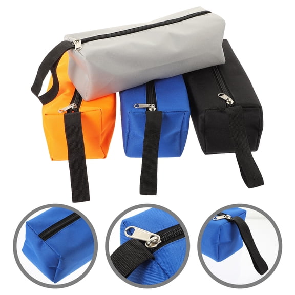 Foxnovo 4Pcs Small Canvas Tool Bags with Zipper for Craft Storage and Multi Use in Assorted Colors