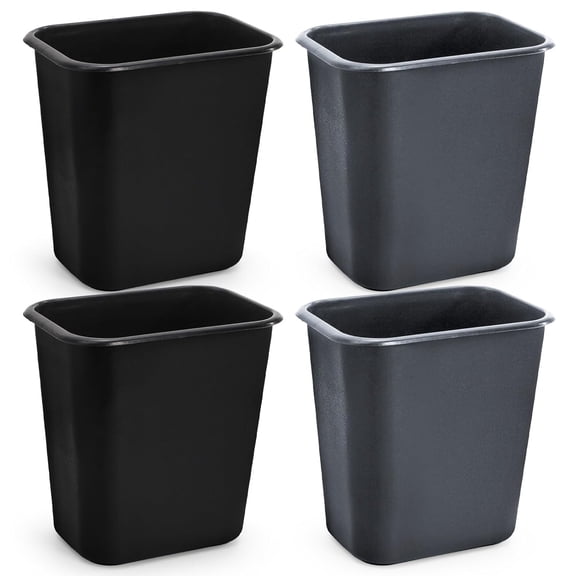 4 Pack Small Trash Can, 2 Gallon/8L Garbage Can Bin Plastic Waste Basket Barrel for Bedroom, Kitchen, Bathroom, Office, 10x7x10.5 Inches, 2 Colors