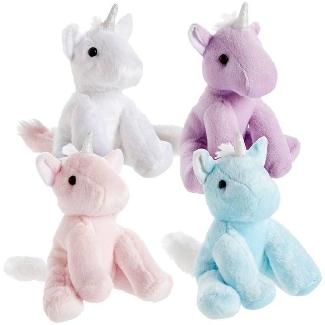 4 Pack Small Unicorn Plush for Girls, 7-inch Stuffed Animal Toys for Kids Birthday Gifts, Pastel Party Favors (4 Colors)