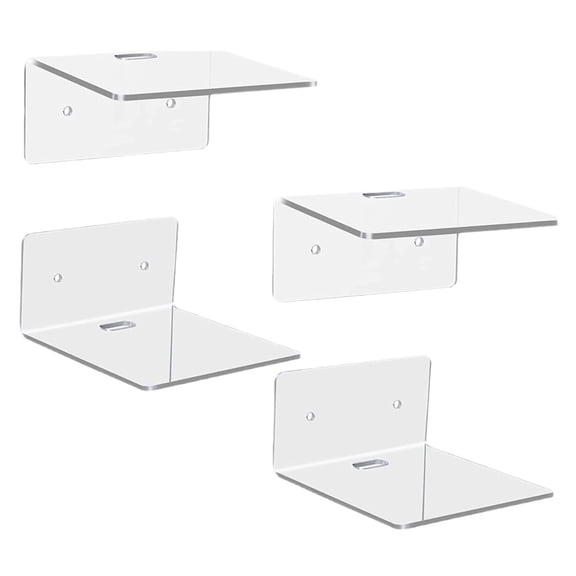 4 Pack Small Wall Shelf, 4'' Acrylic Wall Shelves Display Ledges for Storage & Decoration, Small Floating Shelf for Wall with 2 Types of Installation (Adhesive or Screw)