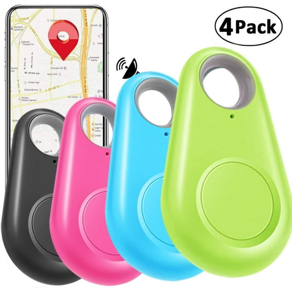 4 Pack Smart GPS Tracker Key Finder Locator Wireless Anti Lost Alarm Sensor Device for Kids Dogs Car Wallet Pets Cats Motorcycles Luggage Smart Phone Selfie Shutter APP Control Compatible iOS Android
