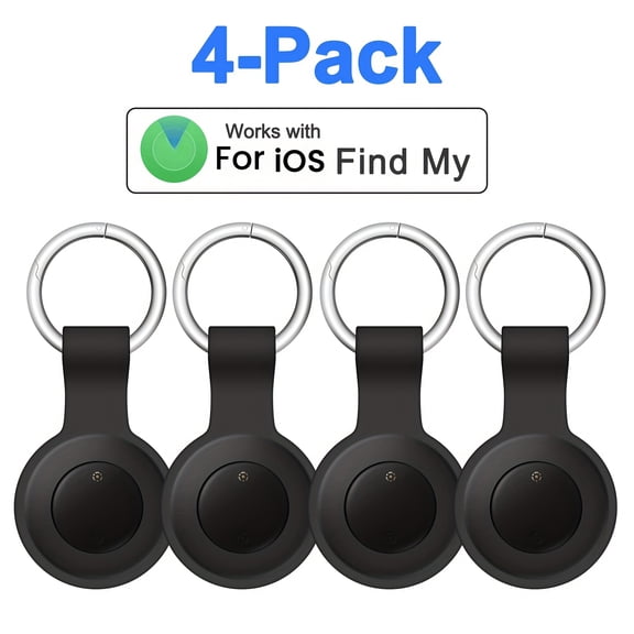 4 Pack Smart GPS Tracker (iOS Find My Only) | Real-Time Location Tracking | Global Coverage, 1-Year Replaceable Battery, Civil Defense Alarm | For Cars, Pets, Luggage & Wallet