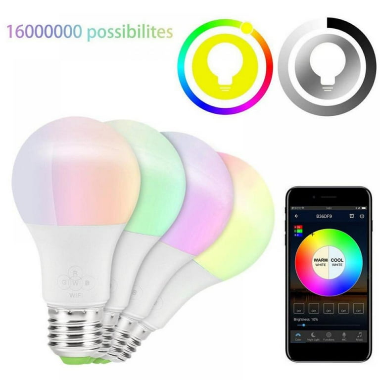 Efinny 4 Pack Smart WiFi Light Bulb Color Changing LED Light Bulbs for Amazon Alexa Google Home App Control Voice Control Light Bulbs Colors Brightness