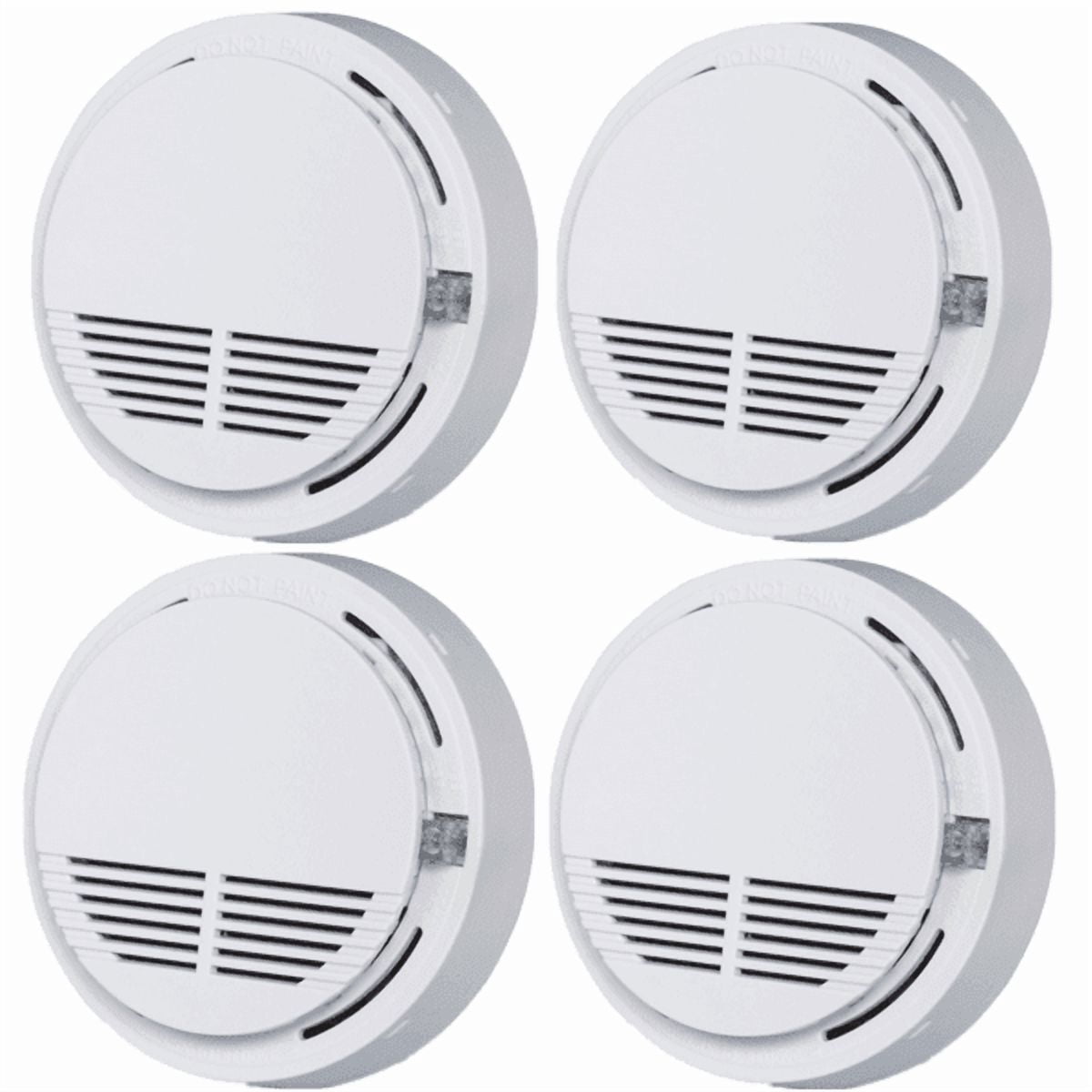 4 Pack Smoke Alarm Detector Home Fire Safety Sensor Alert Battery Included