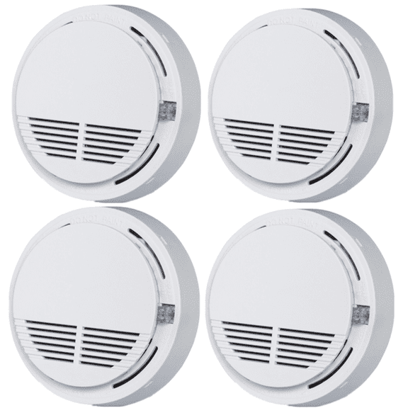 4 Pack Smoke Alarm Detector Home Fire Safety Sensor Alert Battery Included