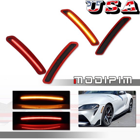 4 Pack Smoke LED Side Marker Lights Front Amber Rear Red For 2020+ for Toyota GR Supra -