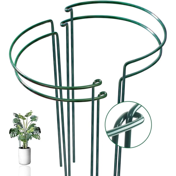 4 Pack Snake Plant Support Stakes, Peony Cages and Supports, Heavy-Duty Hoseplant Support, Hydrangea Support Cage, Aloe Plant Support Ring, Plant Support Stake for Indoor and Outdoor Potted Plants