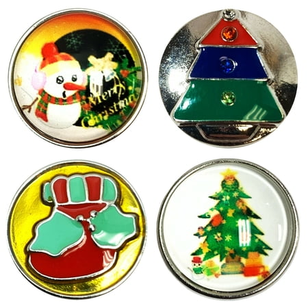 4-Pack Snap Charming Christmas Interchangeable Button Snap Charms Jewelry Accessory